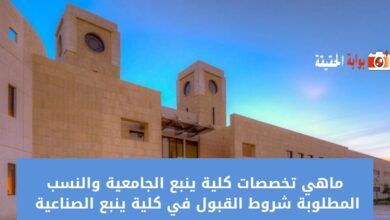 ماهي تخصصات كلية ينبع الجامعية والنسب المطلوبة 1445شروط القبول في كلية ينبع الصناعية