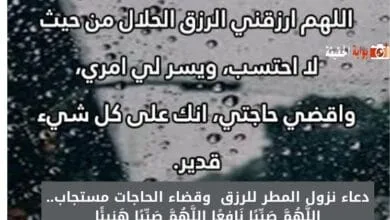 دعاء نزول المطر للرزق وقضاء الحاجات مستجاب.. اللَّهُمَّ صَيِّبًا نَافِعًا اللَّهُمَّ صَيِّبًا هَنِيئًا