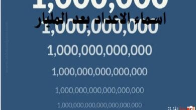 اسماء الاعداد بعد المليار