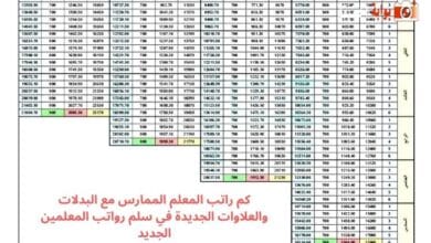 كم راتب المعلم الممارس مع البدلات والعلاوات الجديدة في سلم رواتب المعلمين الجديد